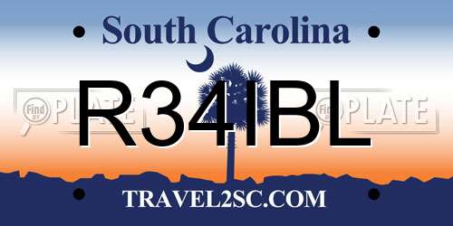 R34IBL South Carolina License Plate