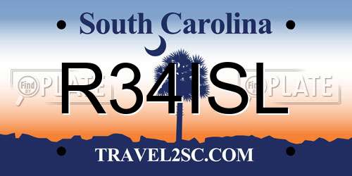 R34ISL South Carolina License Plate