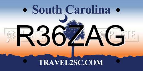 R36ZAG South Carolina License Plate
