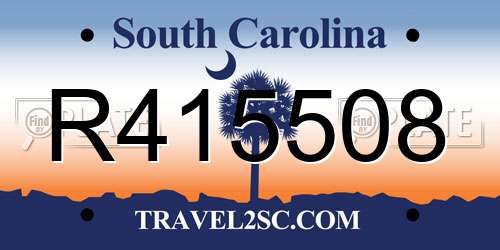 R415508 South Carolina License Plate