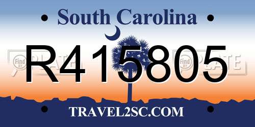 R415805 South Carolina License Plate