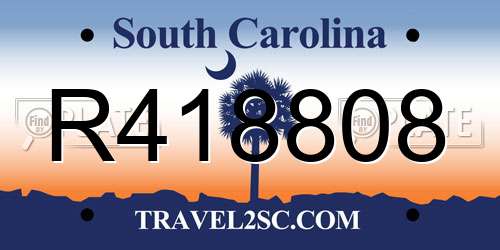 R418808 South Carolina License Plate
