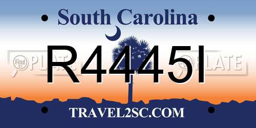 R4445I South Carolina License Plate