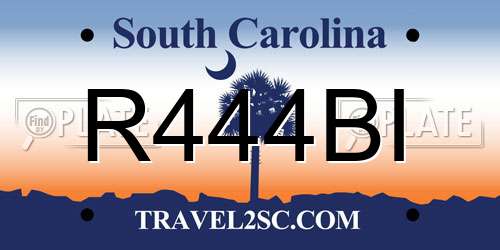 R444BI South Carolina License Plate