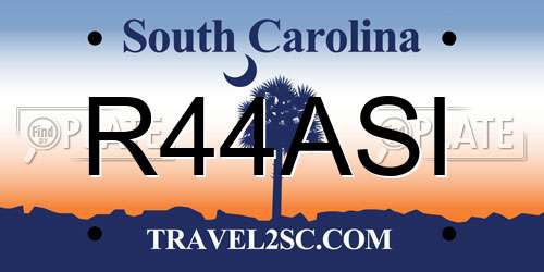 R44ASI South Carolina License Plate
