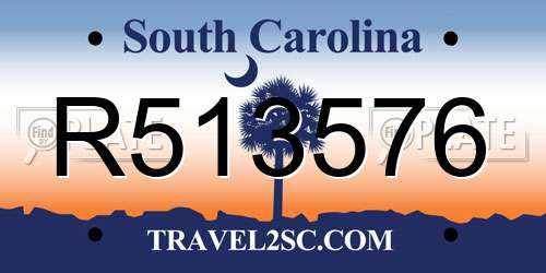 R513576 South Carolina License Plate