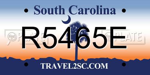 R5465E South Carolina License Plate