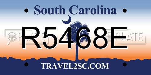 R5468E South Carolina License Plate