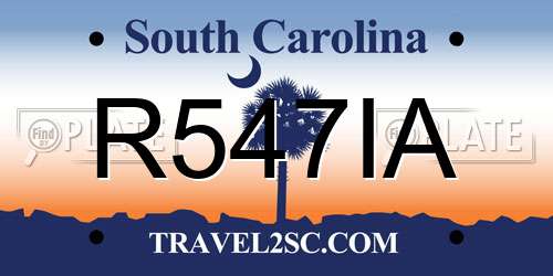 R547IA South Carolina License Plate