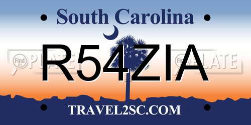 R54ZIA South Carolina License Plate