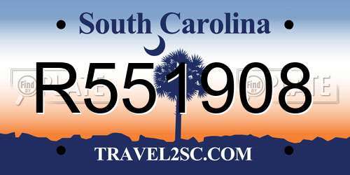 R551908 South Carolina License Plate