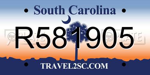 R581905 South Carolina License Plate