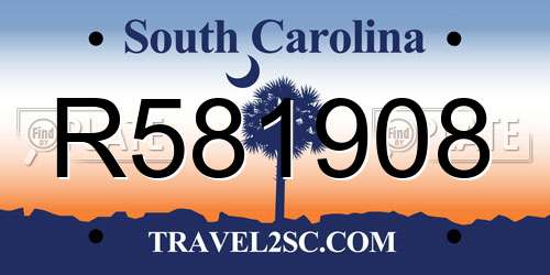 R581908 South Carolina License Plate