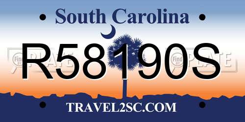 R58190S South Carolina License Plate
