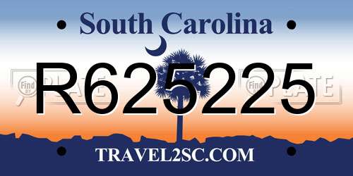 R625225 South Carolina License Plate