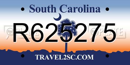 R625275 South Carolina License Plate