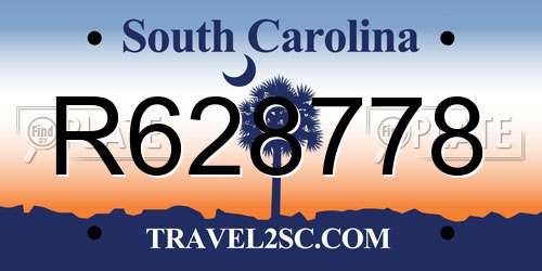 R628778 South Carolina License Plate