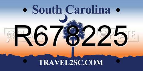 R678225 South Carolina License Plate