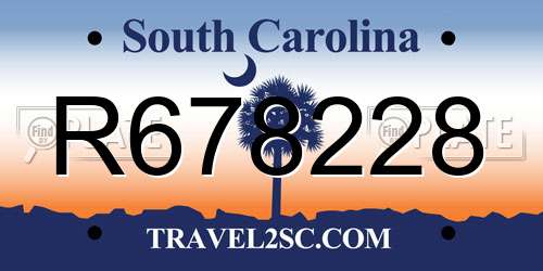 R678228 South Carolina License Plate