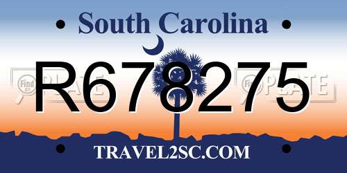 R678275 South Carolina License Plate