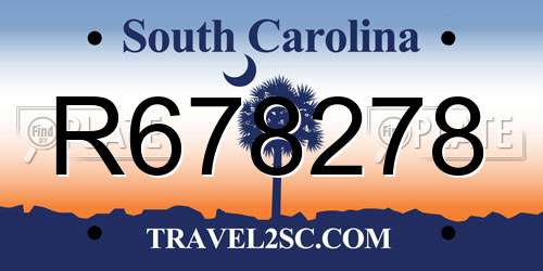 R678278 South Carolina License Plate
