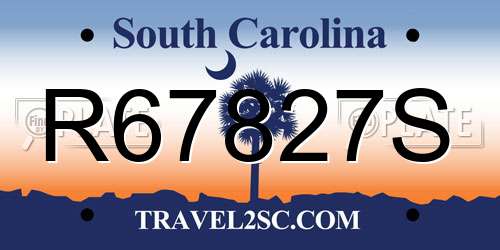 R67827S South Carolina License Plate