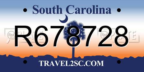 R678728 South Carolina License Plate