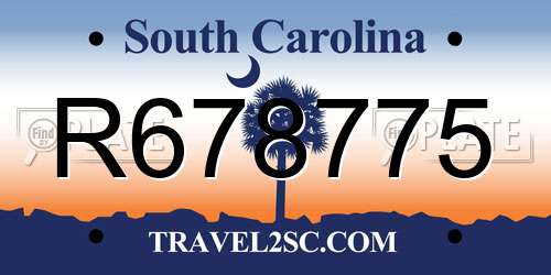 R678775 South Carolina License Plate