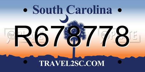 R678778 South Carolina License Plate