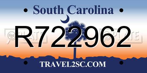 R722962 South Carolina License Plate