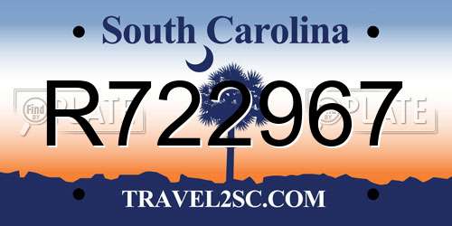 R722967 South Carolina License Plate
