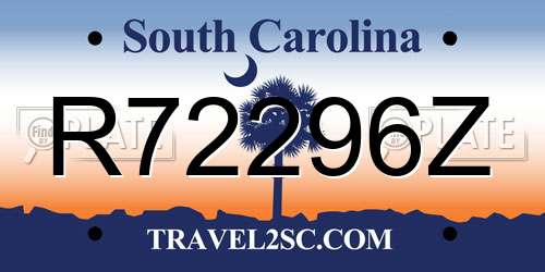 R72296Z South Carolina License Plate