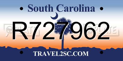 R727962 South Carolina License Plate