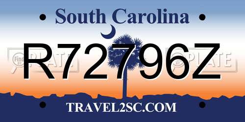 R72796Z South Carolina License Plate