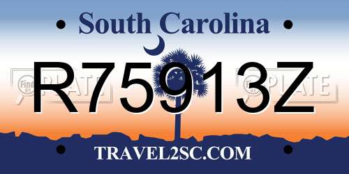 R75913Z South Carolina License Plate