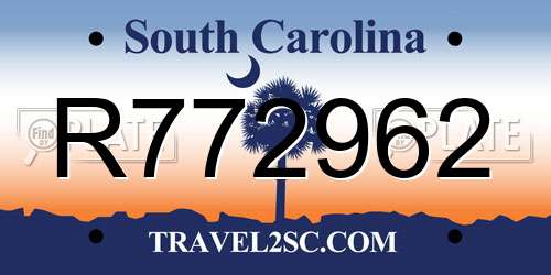 R772962 South Carolina License Plate