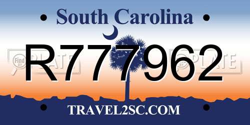 R777962 South Carolina License Plate