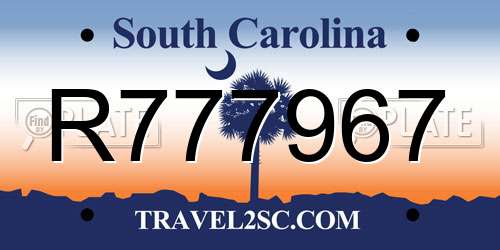 R777967 South Carolina License Plate