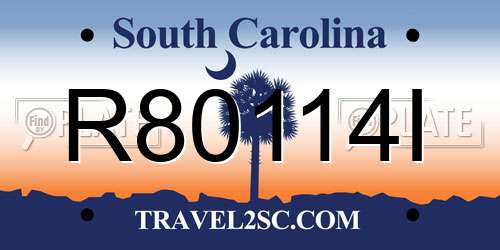 R80114I South Carolina License Plate