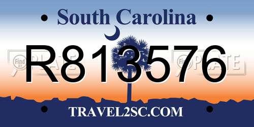 R813576 South Carolina License Plate