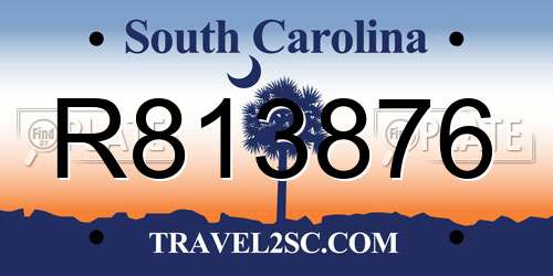 R813876 South Carolina License Plate