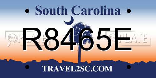 R8465E South Carolina License Plate