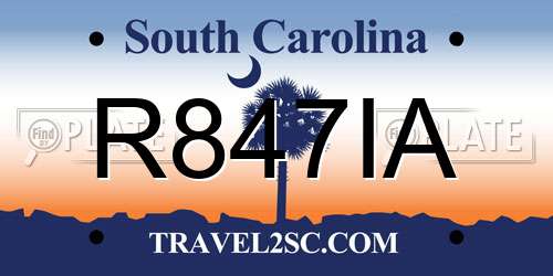 R847IA South Carolina License Plate