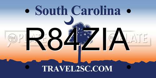 R84ZIA South Carolina License Plate