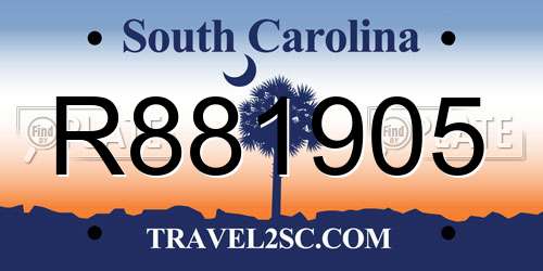 R881905 South Carolina License Plate