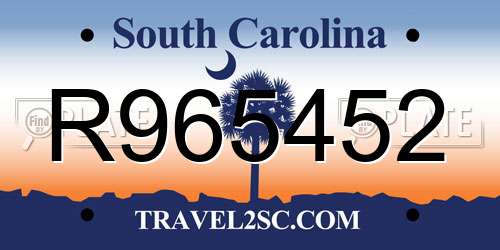 R965452 South Carolina License Plate