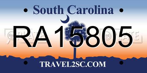 RA15805 South Carolina License Plate