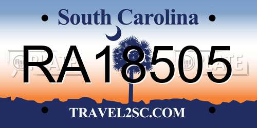 RA18505 South Carolina License Plate