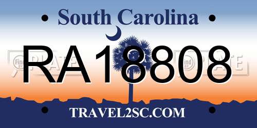 RA18808 South Carolina License Plate