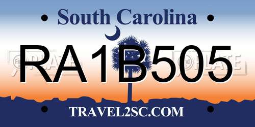 RA1B505 South Carolina License Plate